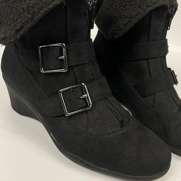 Women's A2 By Aerosoles Music Women's Sherpa Lined Cuffed Wedge Ankle Boots 8.5 - Picture 5 of 8